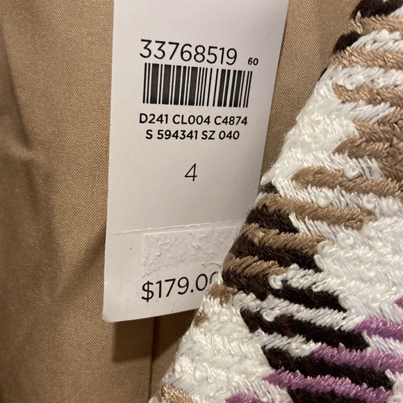 Cutaway Jacket in Houndstooth Fringe Tweed,size-4, pink/brown/cream/pink/,lined - Picture 3 of 12